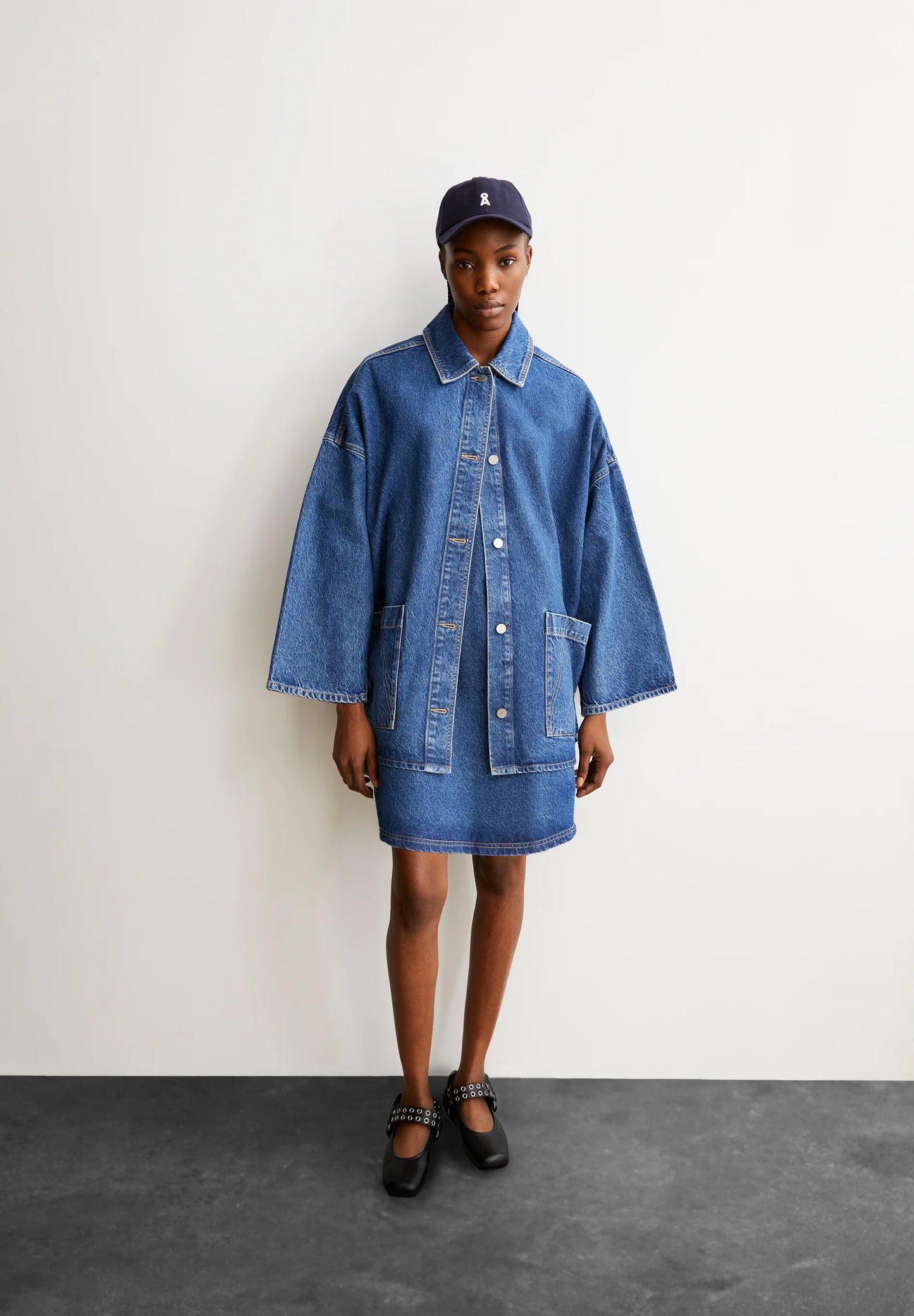ARMEDANGELS Canada oversized denim jacket in blue with a relaxed fit and front pockets in Canada