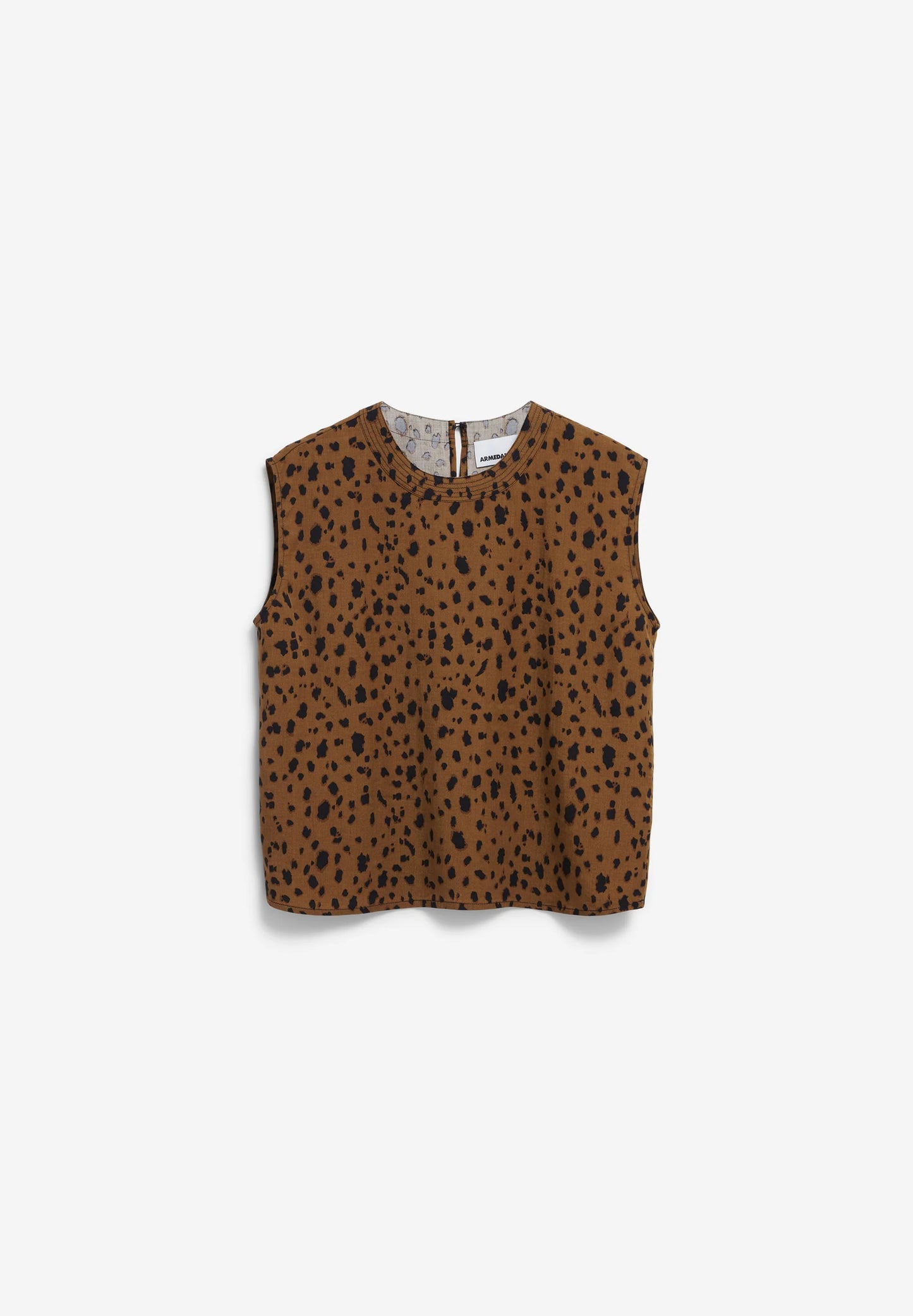 ARMEDANGELS Canada sleeveless top in brown with leopard print for a stylish and modern look in Kelowna and Canada