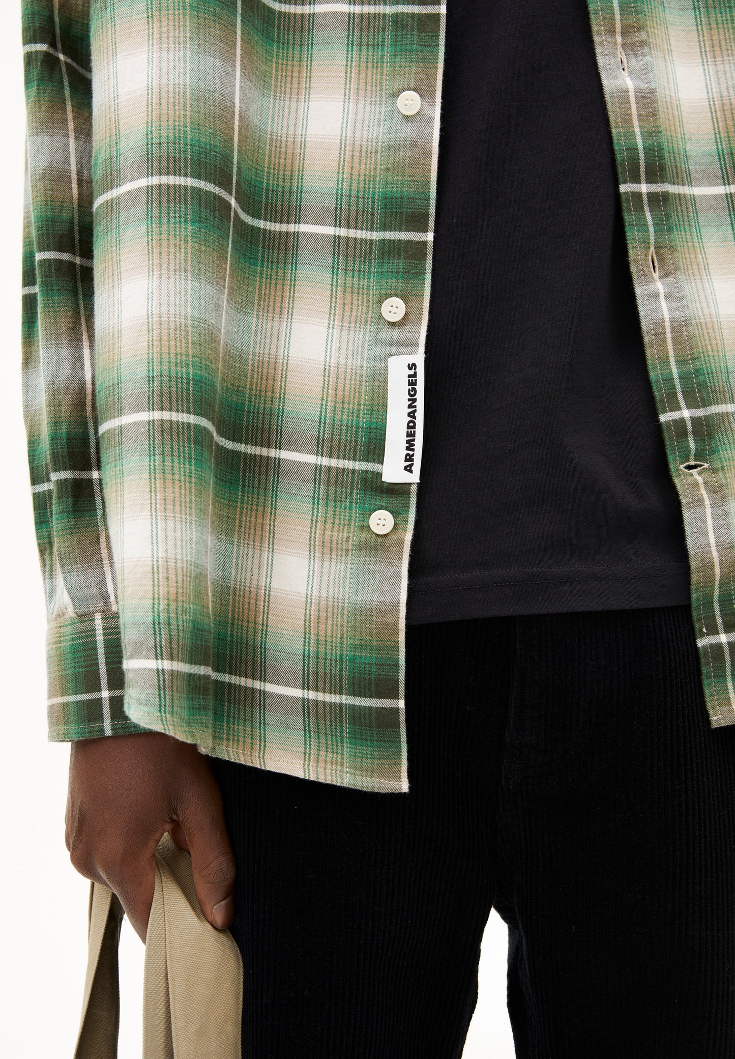 ARMEDANGELS Canada Men's Unisex Long Sleeve Plaid Shirt in Green Check Pattern for Casual Wear in Kelowna and Canada
