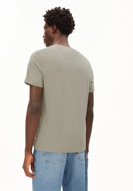 Back view of ARMEDANGELS Canada organic cotton t-shirt in olive green for men and unisex style in Kelowna and Canada