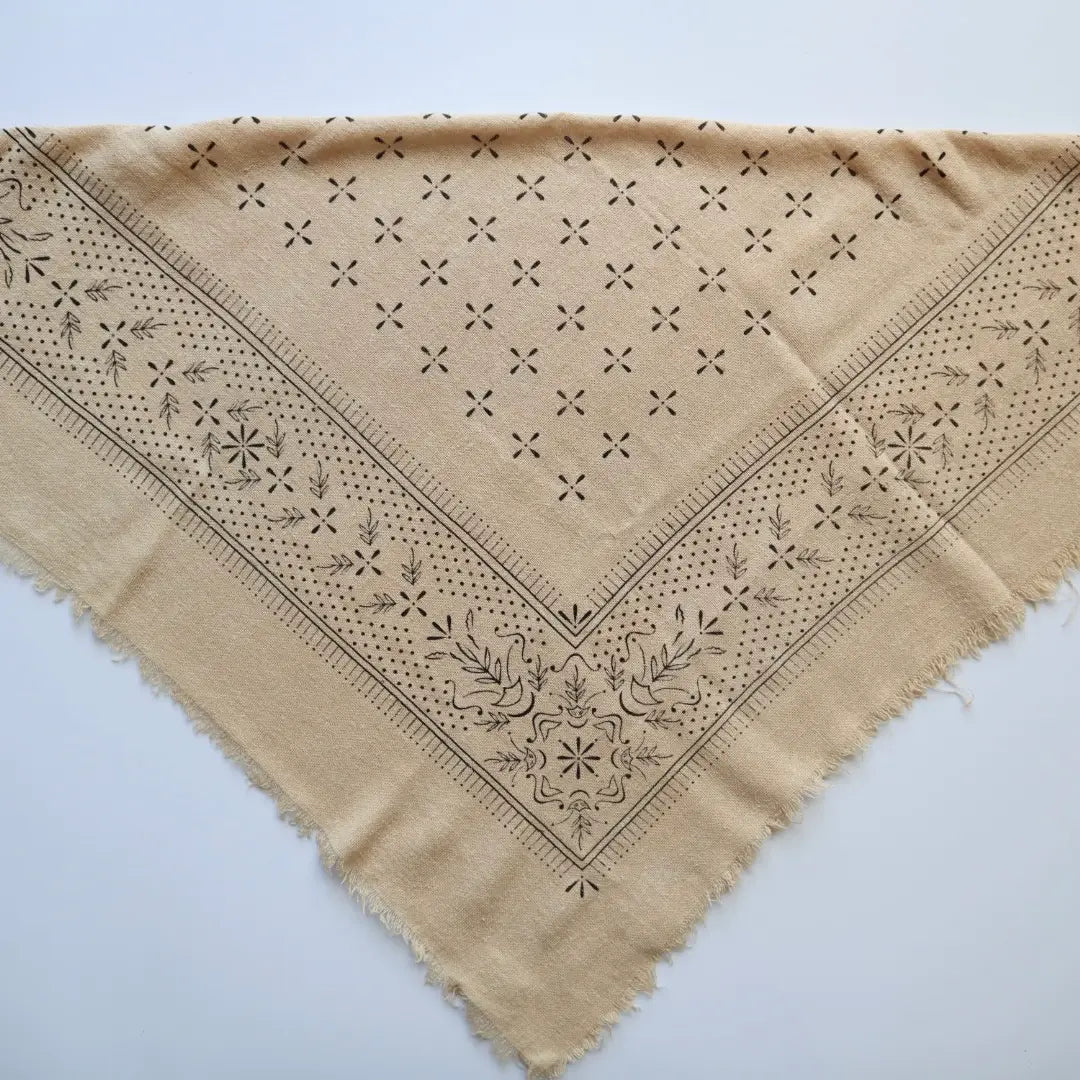 Eco Raw Studio - SS24 - Oatmeal Classic Print Naturally Raw Silk Bandana - Black Ink - triangle 4