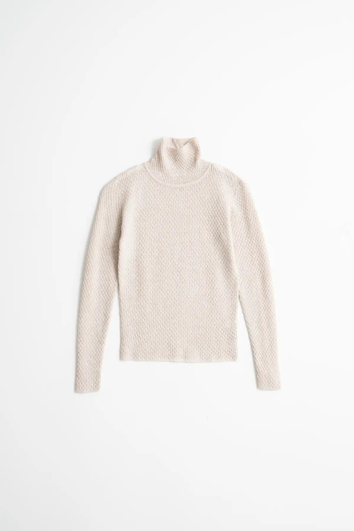 Dinadi Merino Turtleneck Sweater in Light Beige with a Stylish and Cozy Design in Kelowna and Canada