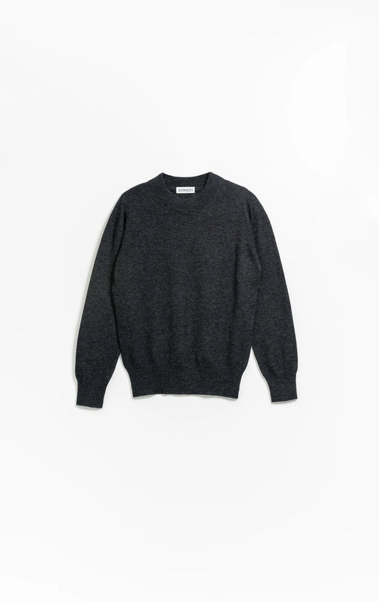 Dinadi women's merino wool sweater in dark gray with long sleeves and a simple design in Kelowna and Canada