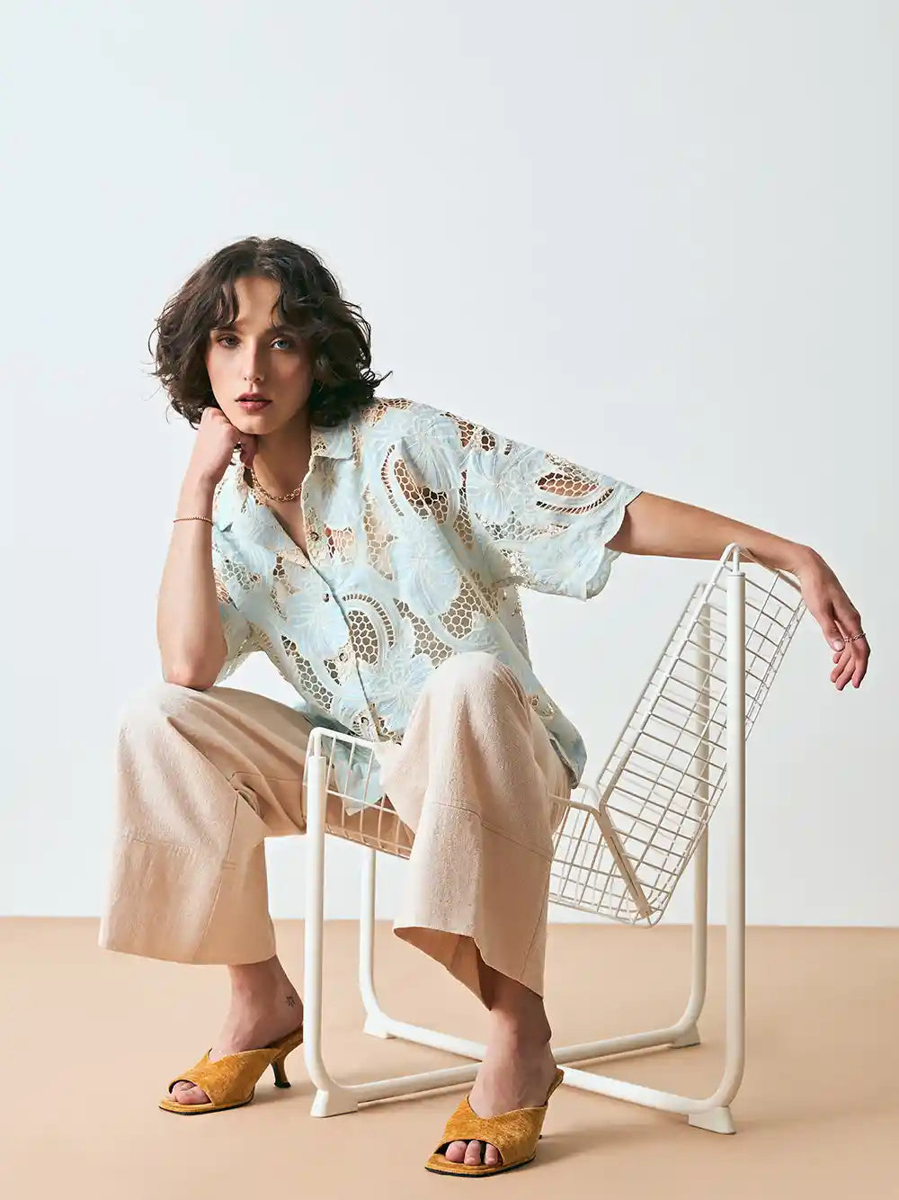 Sterling Button Up in Blue Eyelet