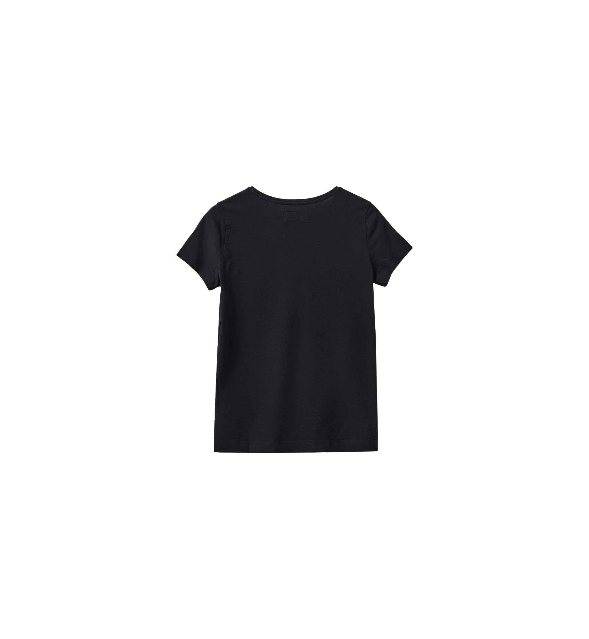MOS MOSH Canada black short sleeve v-neck tee crew neck back view plain organic cotton tee for casual wear in Kelowna