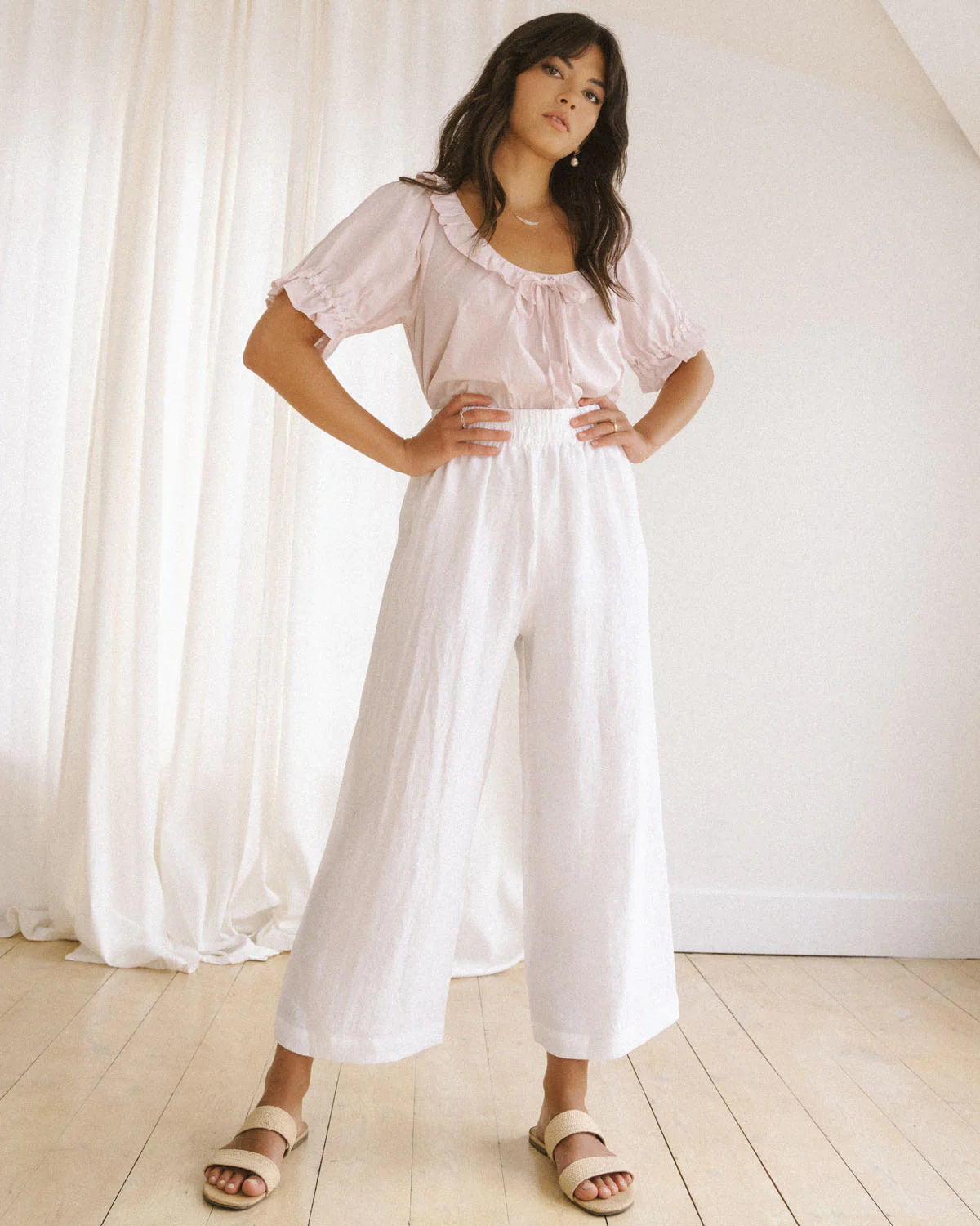 Harly Jae - SS24 - Aura Pants in Salt Linen - on model front 1