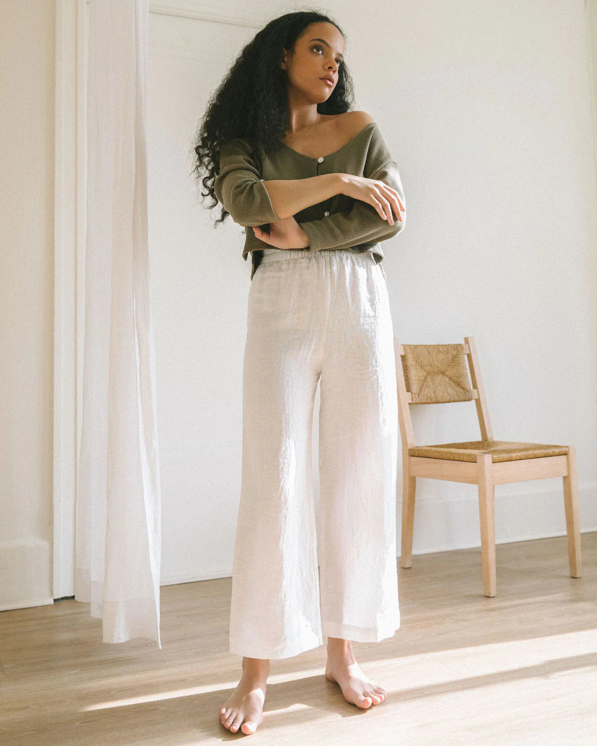 Harly Jae - SS24 - Aura Pants in Salt Linen - on model front 4
