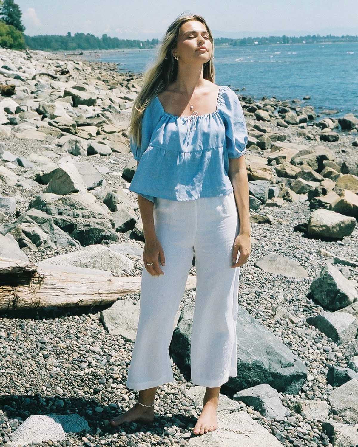 Harly Jae - SS24 - Aura Pants in Salt Linen - on model front 3