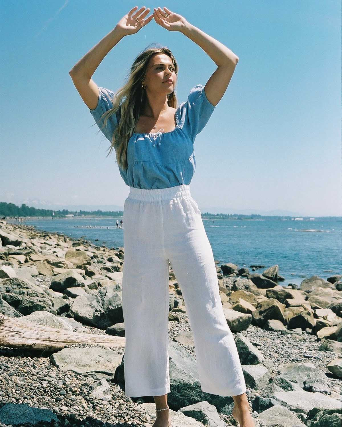 Harly Jae - SS24 - Aura Pants in Salt Linen - on model front 2