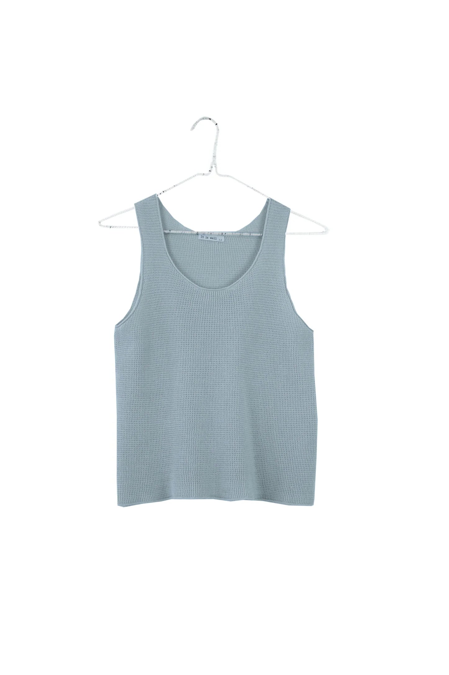 It is Well L.A - SS24 - Waffle Knit Tank Top in Misty Sage - front display 1