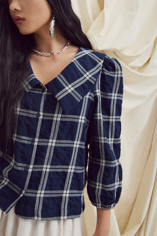 Lucila Top in Marine/Crème