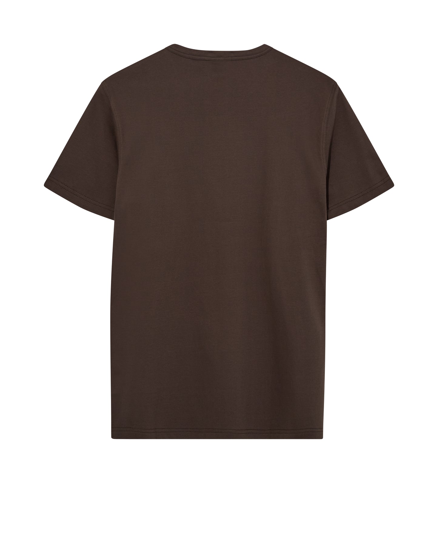 Mos Mosh Gallery organic chocolate brown t-shirt short sleeve crewneck back view on white background in Kelowna