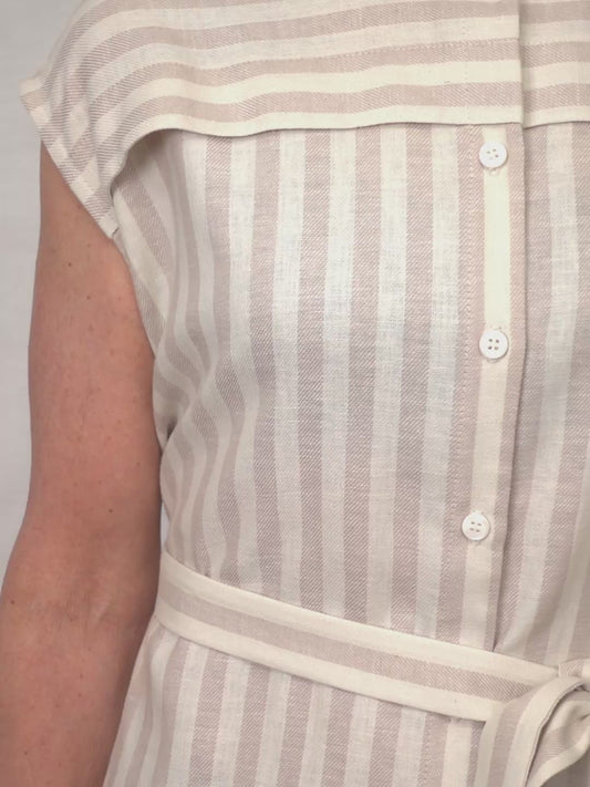 Wren Dress in Sand Stripe