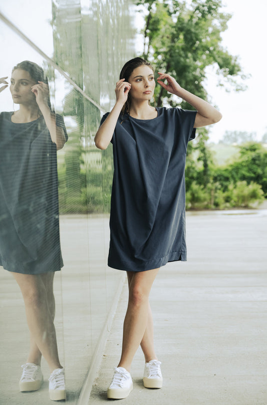 Bodybag by Jude - SS24 - SS24 - Maya Bay Dress in Navy Tencel - front 2