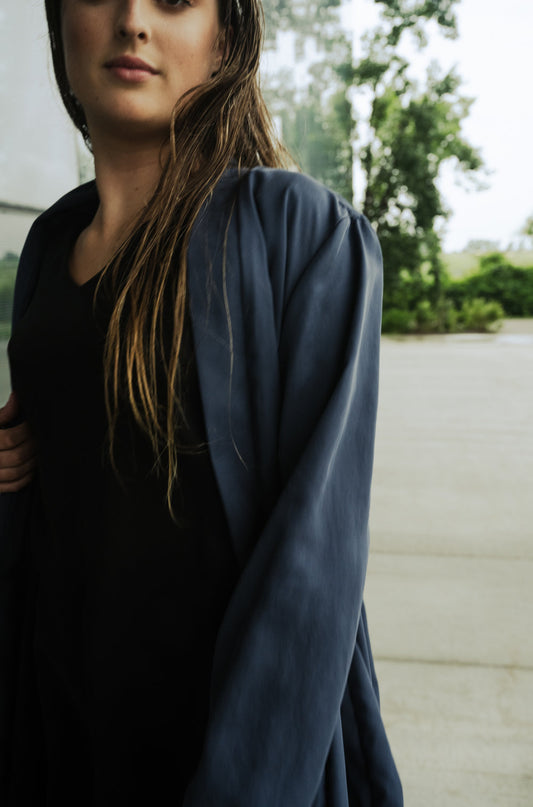 Bodybag by Jude - SS24 - Orléans Jacket in Navy Tencel - Front close-up 2