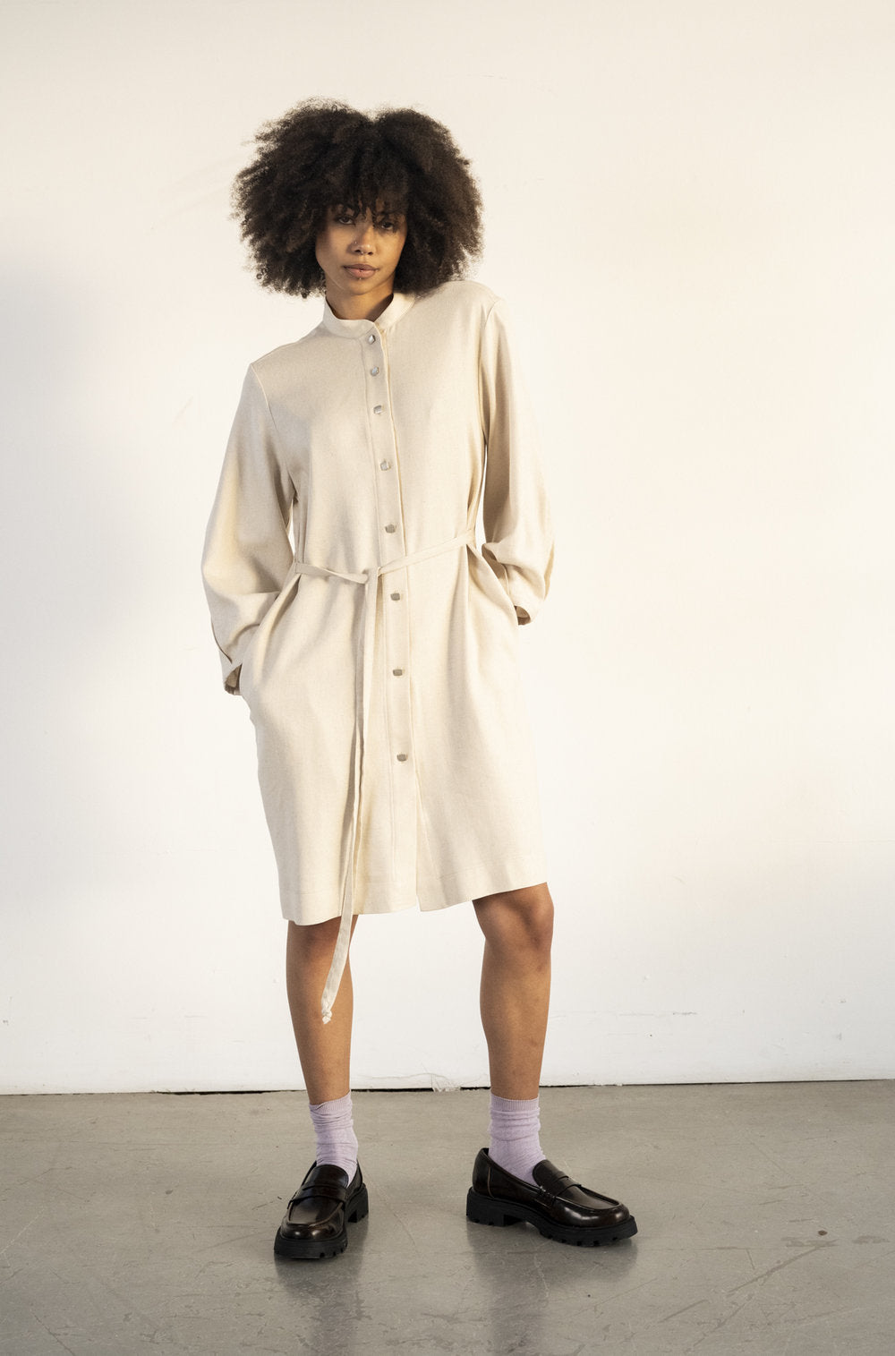 Bodybag by Jude - FW24 - Alfred Dress in Natural - on model front 2