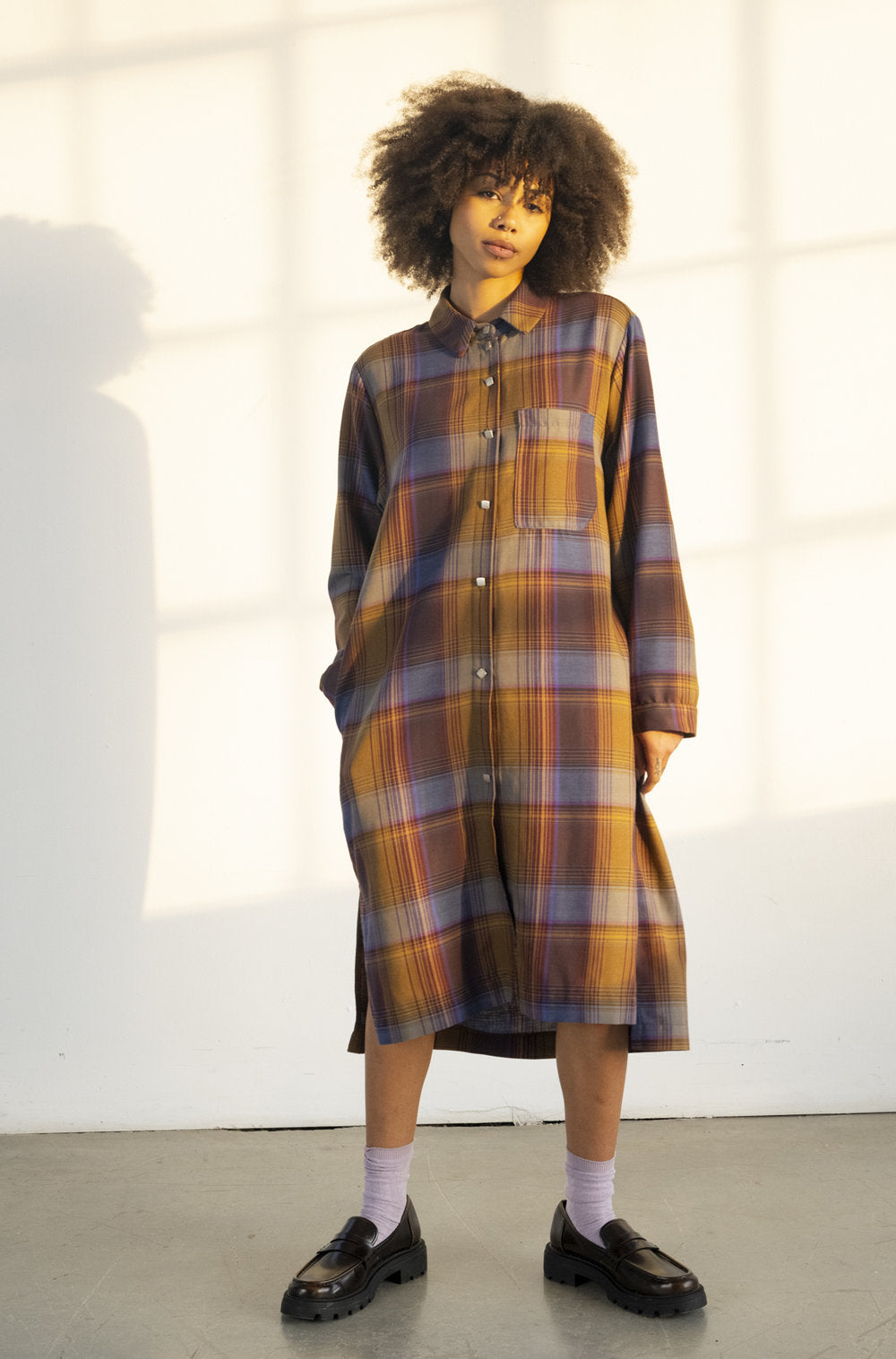Bodybag by Jude - FW24 - Oran Shirt Dress in Plaid Fitzgerald - on model front 4