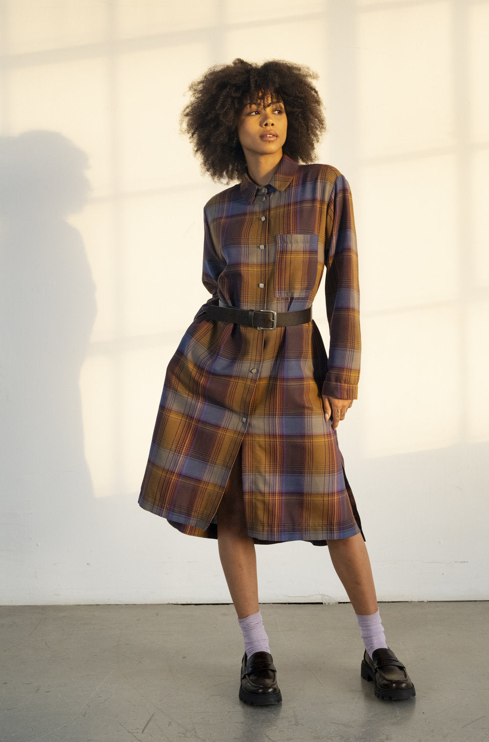 Bodybag by Jude - FW24 - Oran Shirt Dress in Plaid Fitzgerald - on model front 2