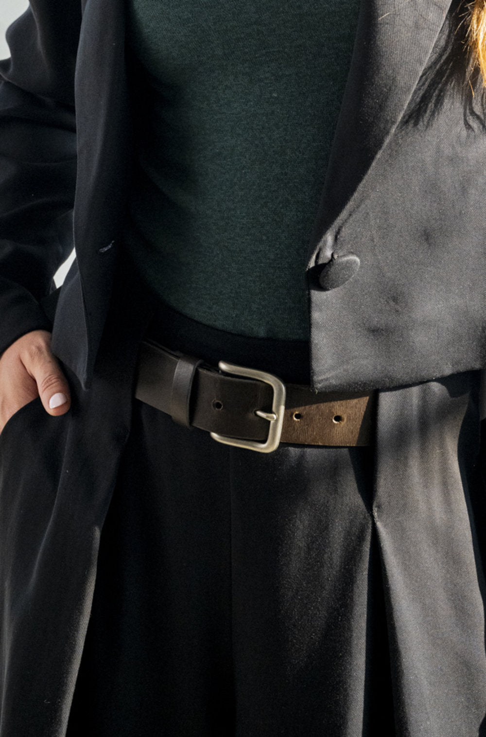 Bodybag by Jude - FW24 - Lewis Leather Belt in Brown - front on model 3
