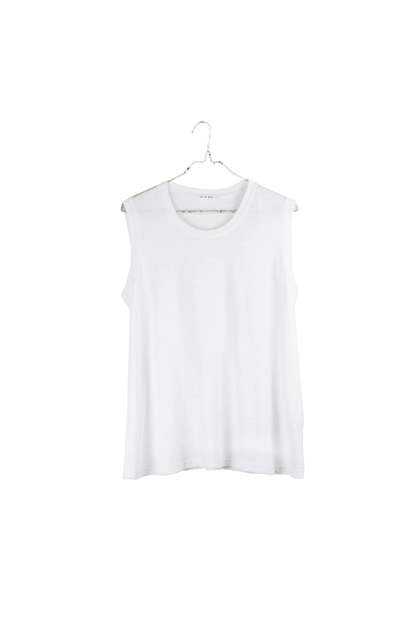 SS24 - It is Well L.A - Muscle Tee in Salt - on display front 1