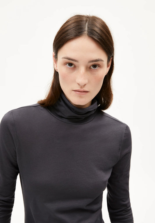 Armedangels Canada women's grey shirt with a stylish mock neck design for everyday wear in Kelowna