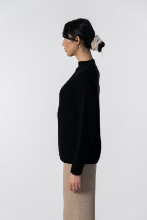 Merino Rib Sweater in Black-Limited Sizes