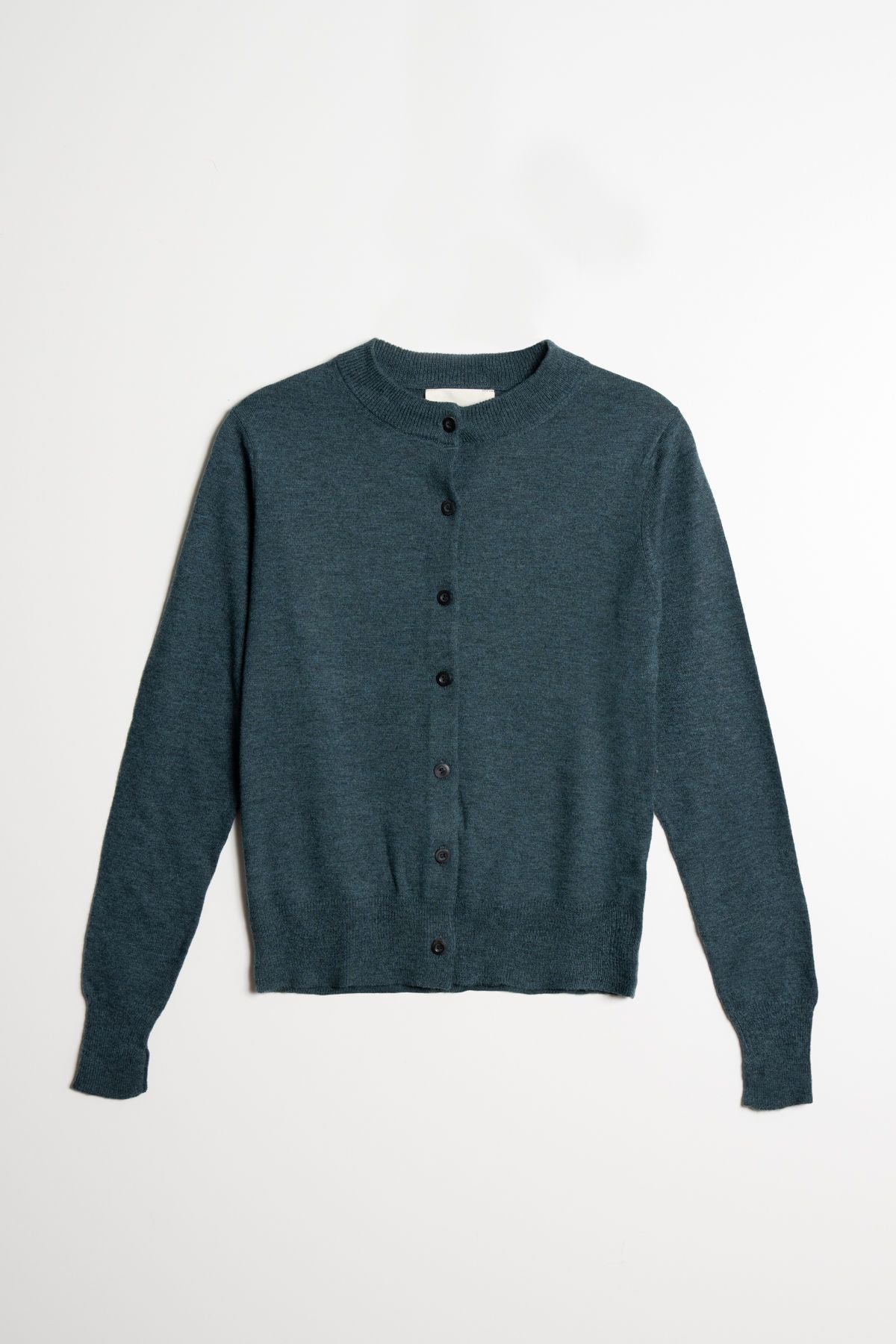 Fitted Merino Cardigan in Dragonfly Green
