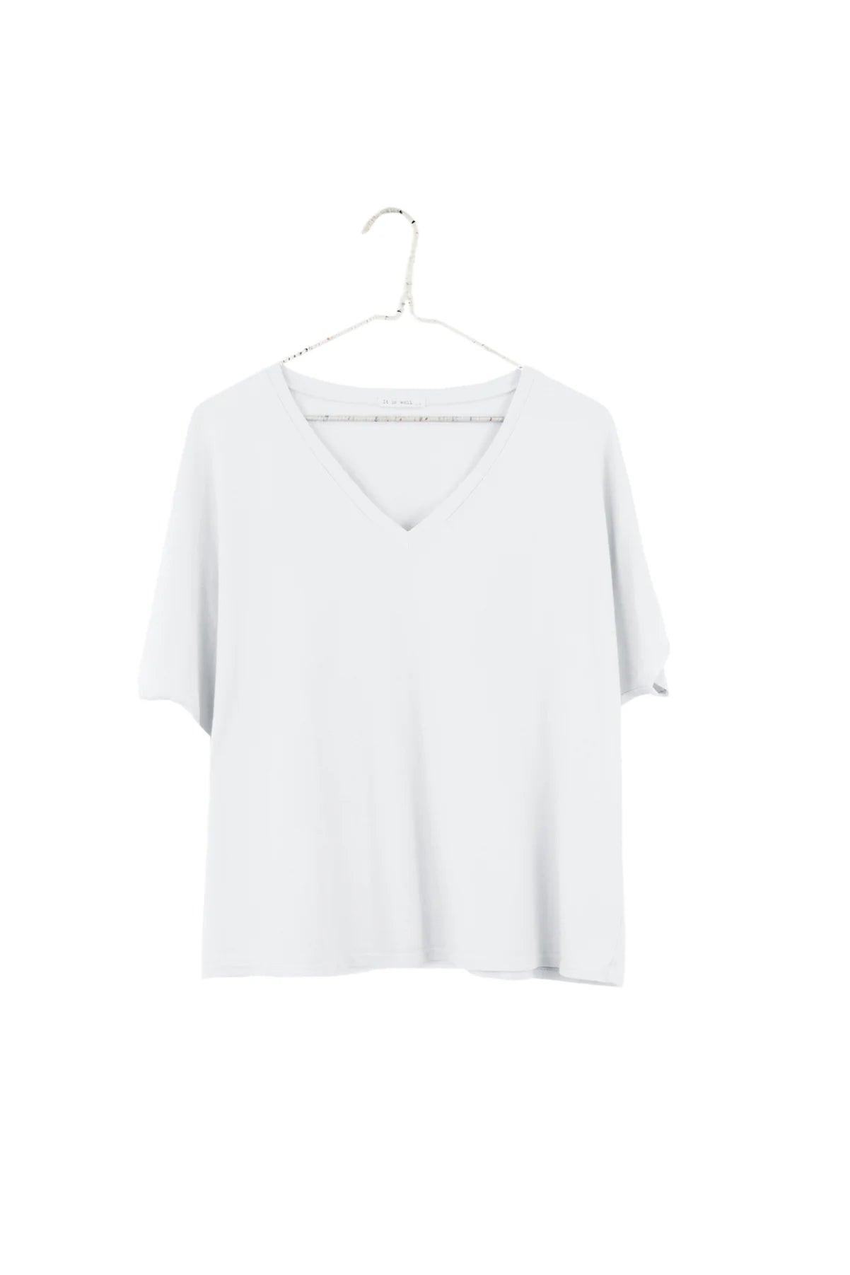 Organic V-Neck Boxy Tee in Salt