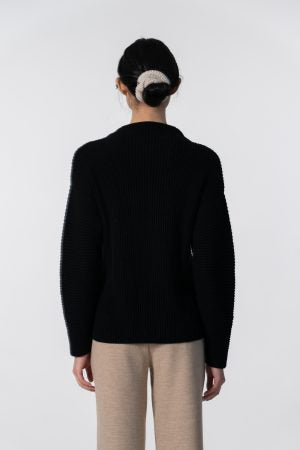Merino Rib Sweater in Black-Limited Sizes