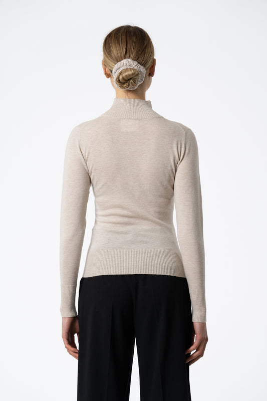 Merino Ultra-Light Knit Turtleneck in Almond