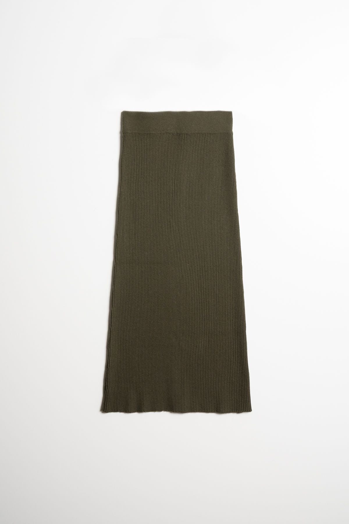 Merino Rib Skirt In Olive Green