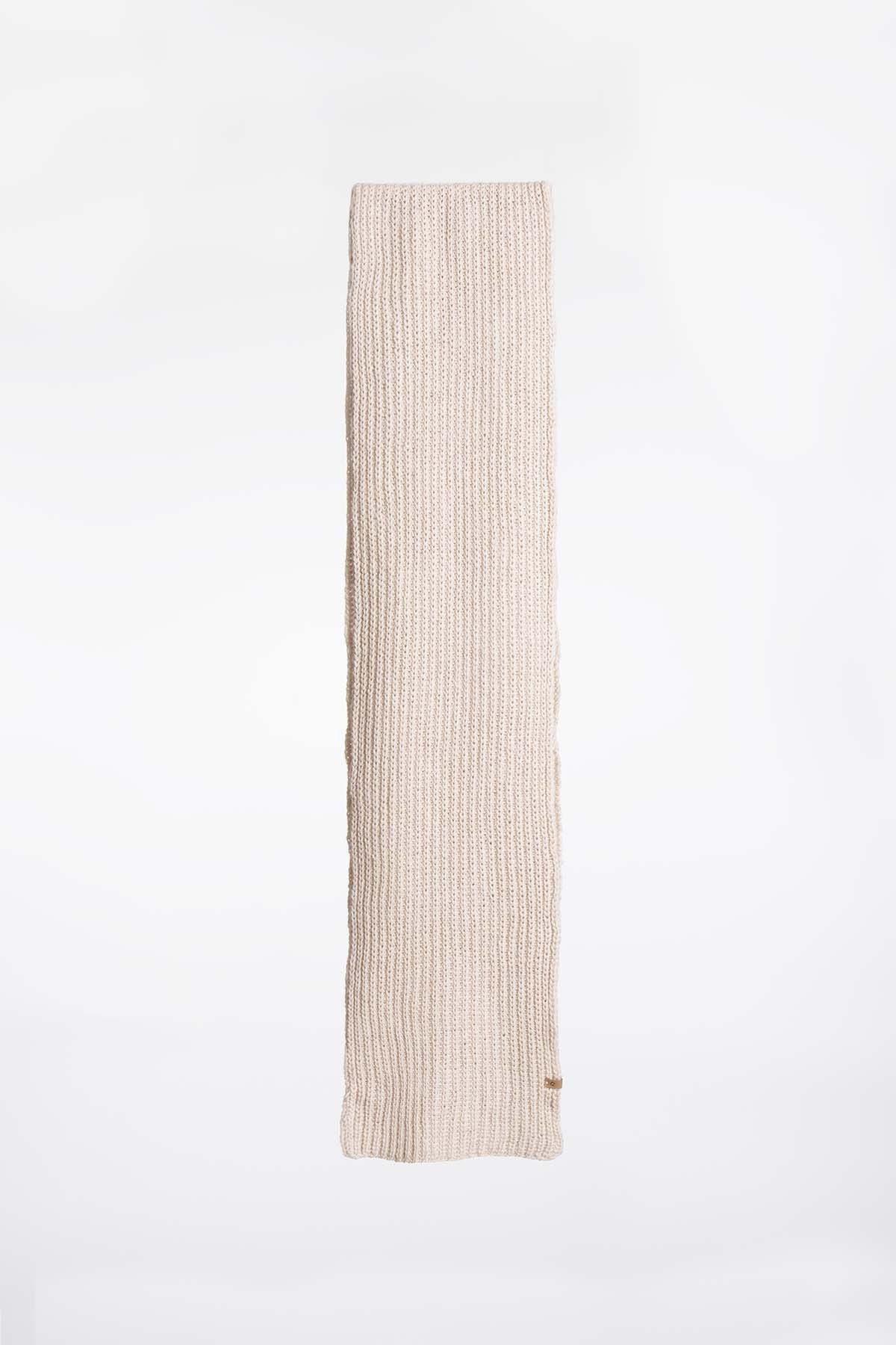 Merino Handknit Rib Scarf in Almond