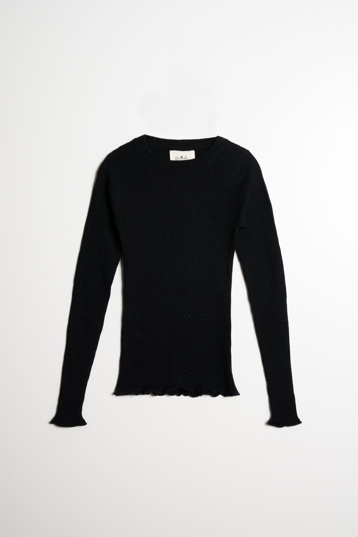 Merino Fitted Rib Sweater in Black