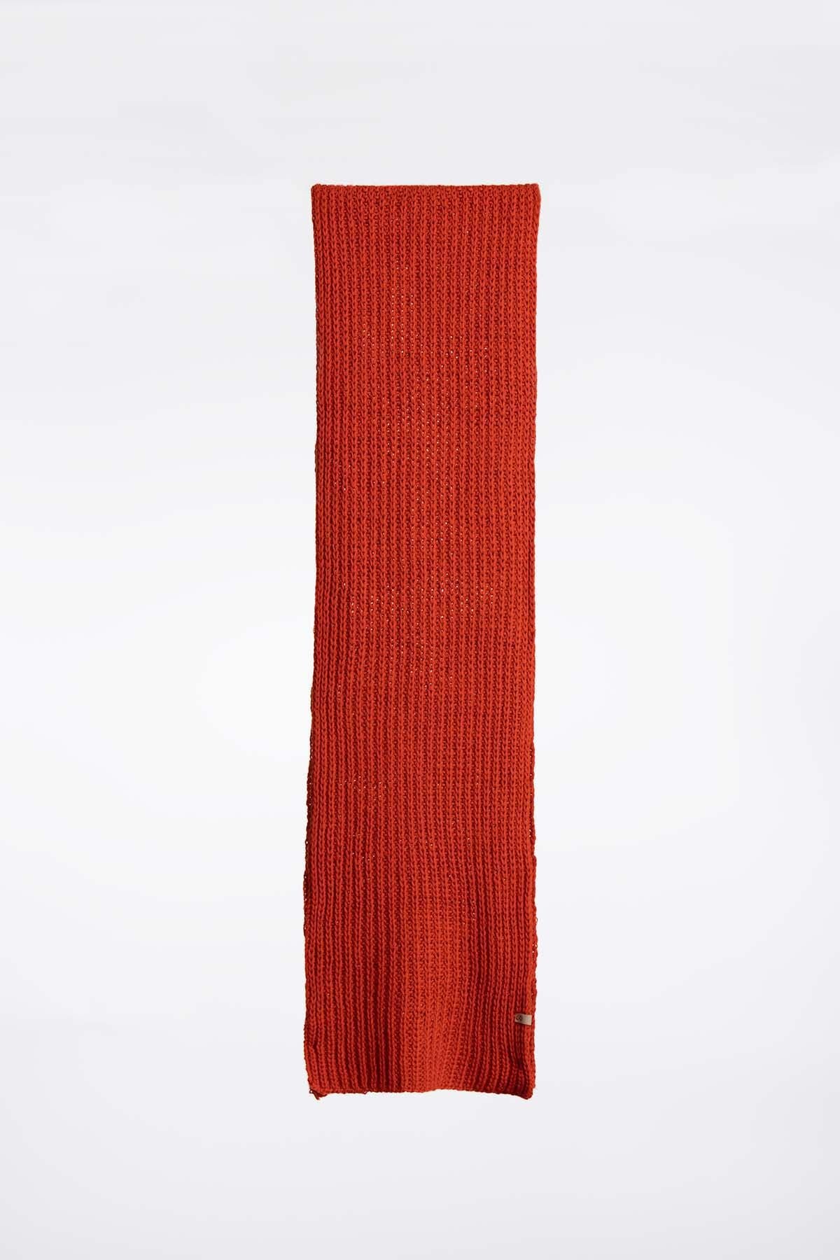 Merino Handknit Rib Scarf in Burnt Orange