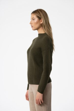 Merino Rib Sweater in Olive Green-Limited Sizes