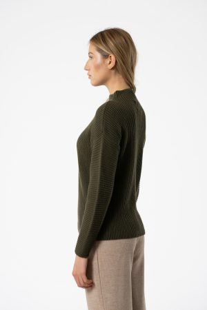 Merino Rib Sweater in Olive Green-Limited Sizes