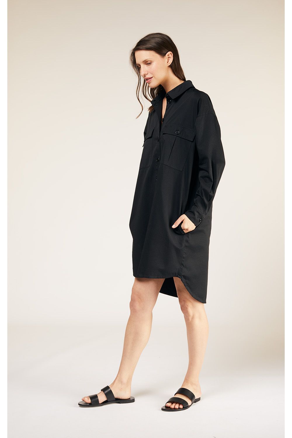 People Tree Sophia Shirt Dress in Black