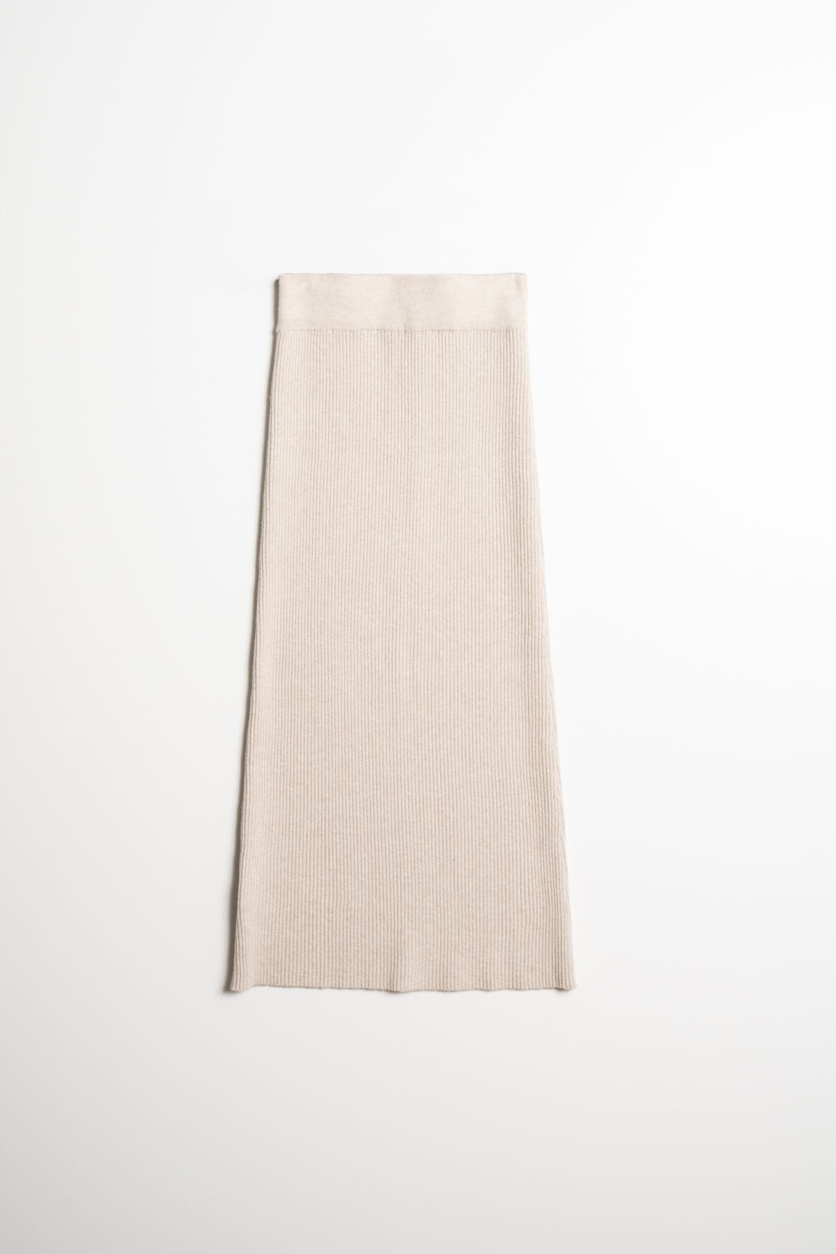Merino Rib Skirt In Almond White