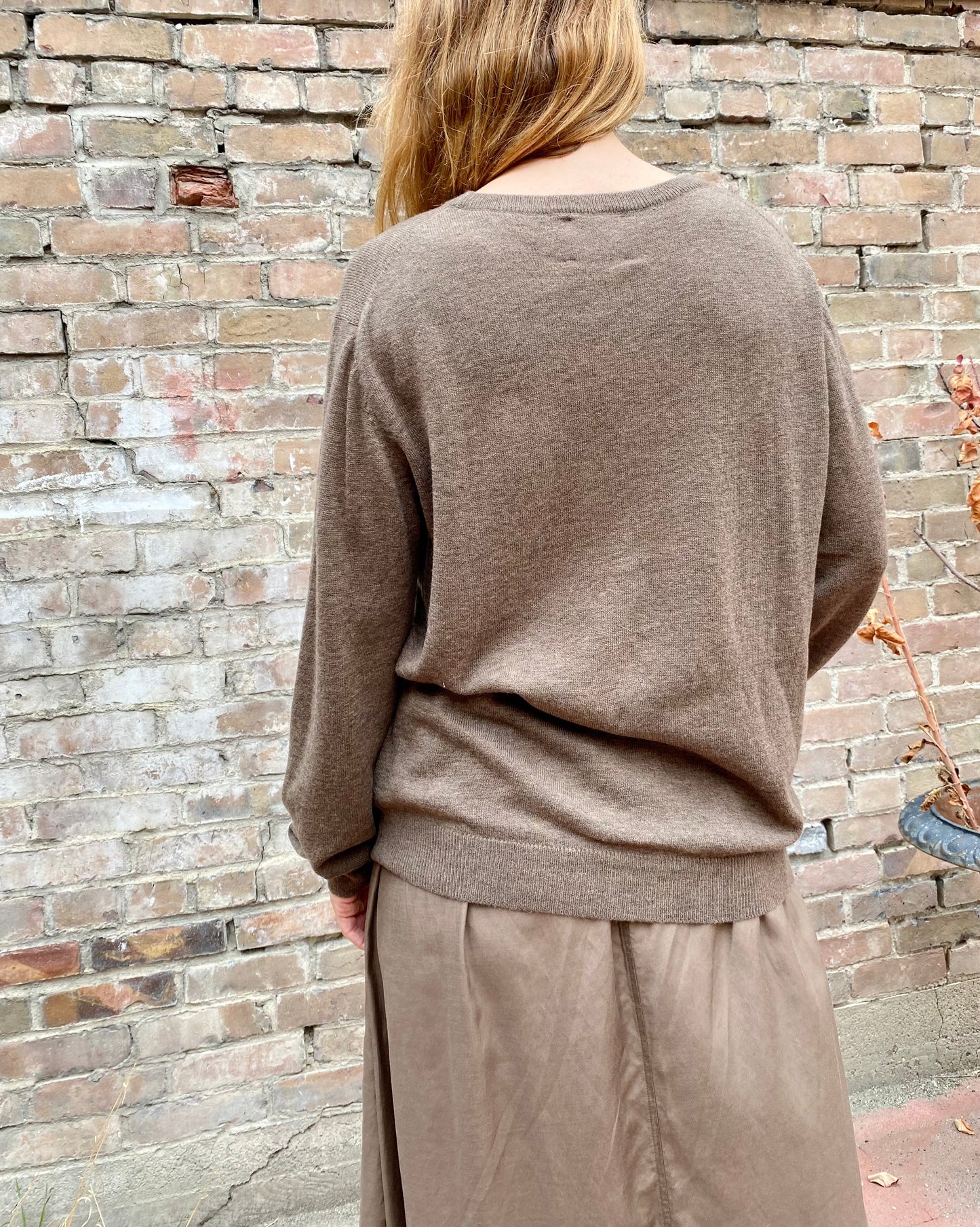 Dinadi Merino Wool Unisex Sweater in Nutmeg Brown made in Nepal