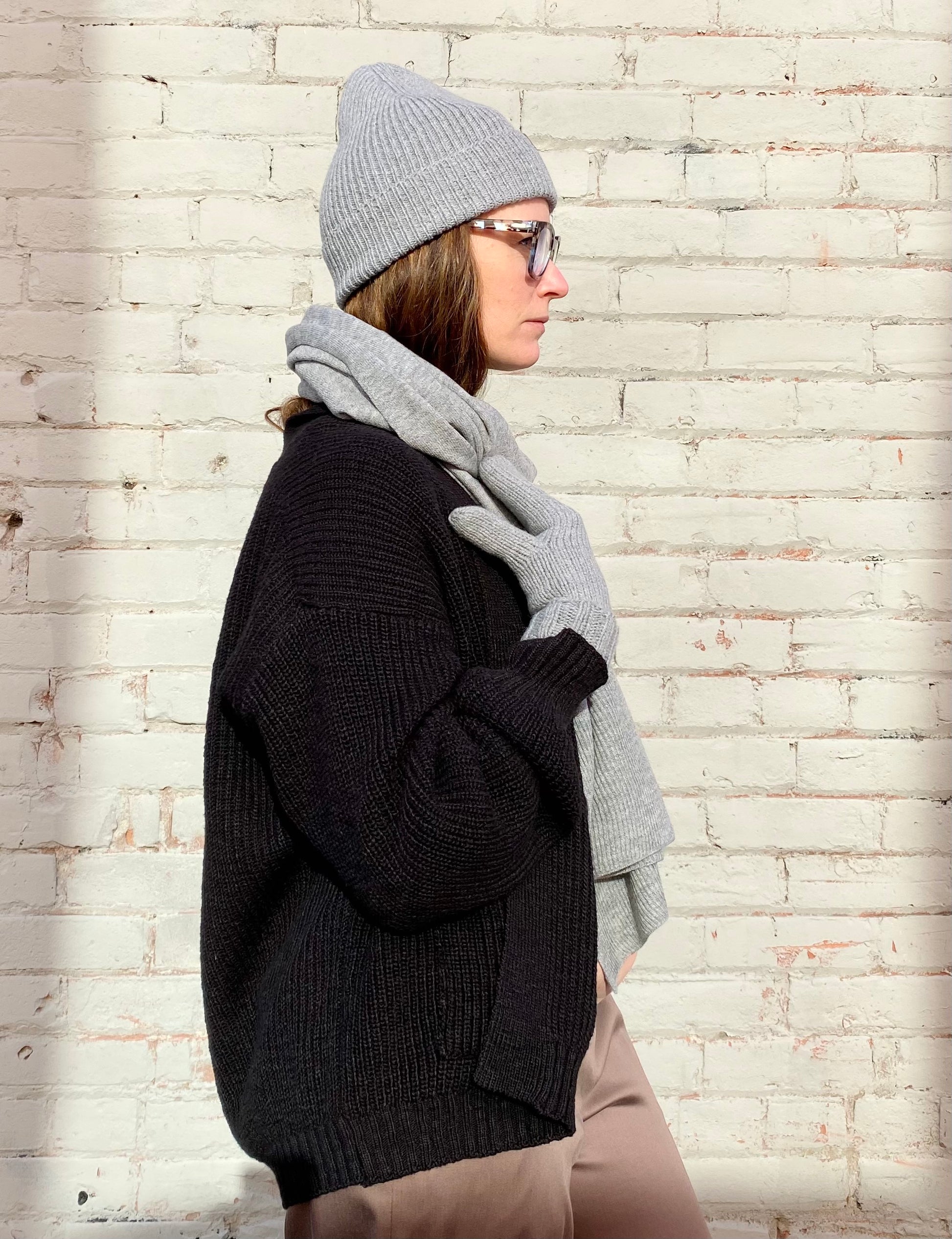 Dinadi Merino Rib Hat in Flint Grey