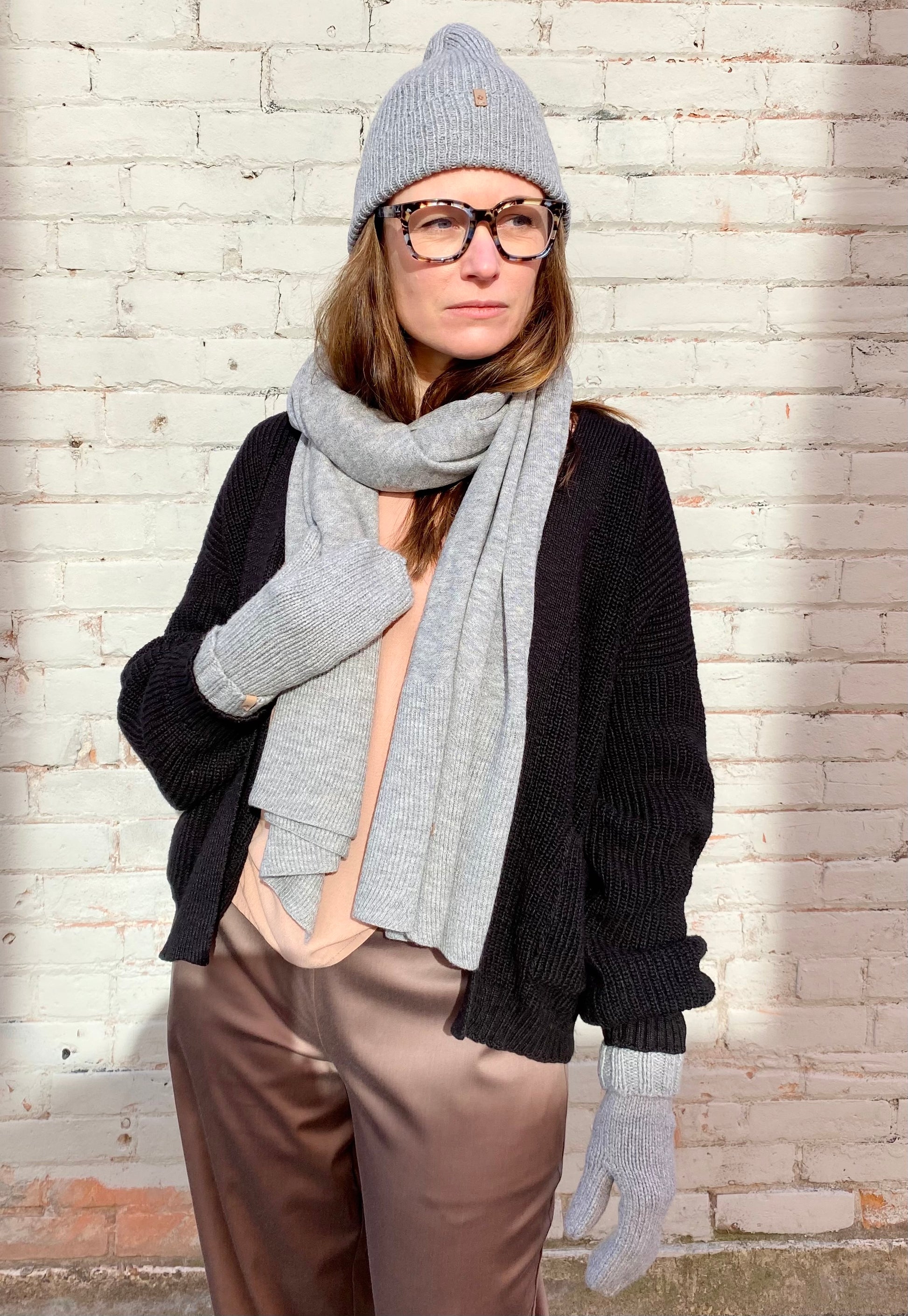 Dinadi Merino Rib Hat in Flint Grey