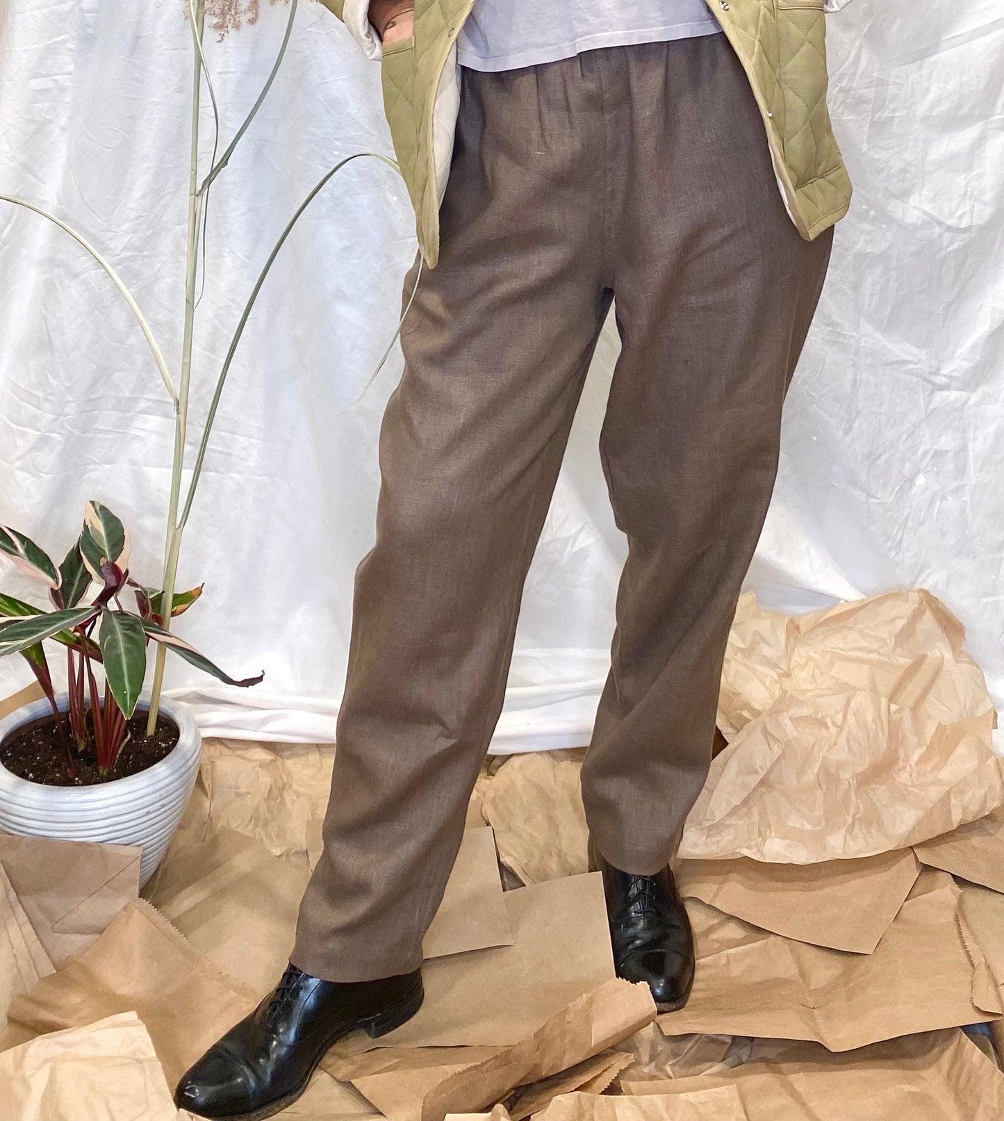 Seek Shelter Marie Pant in Mud handmade in vancouver canada