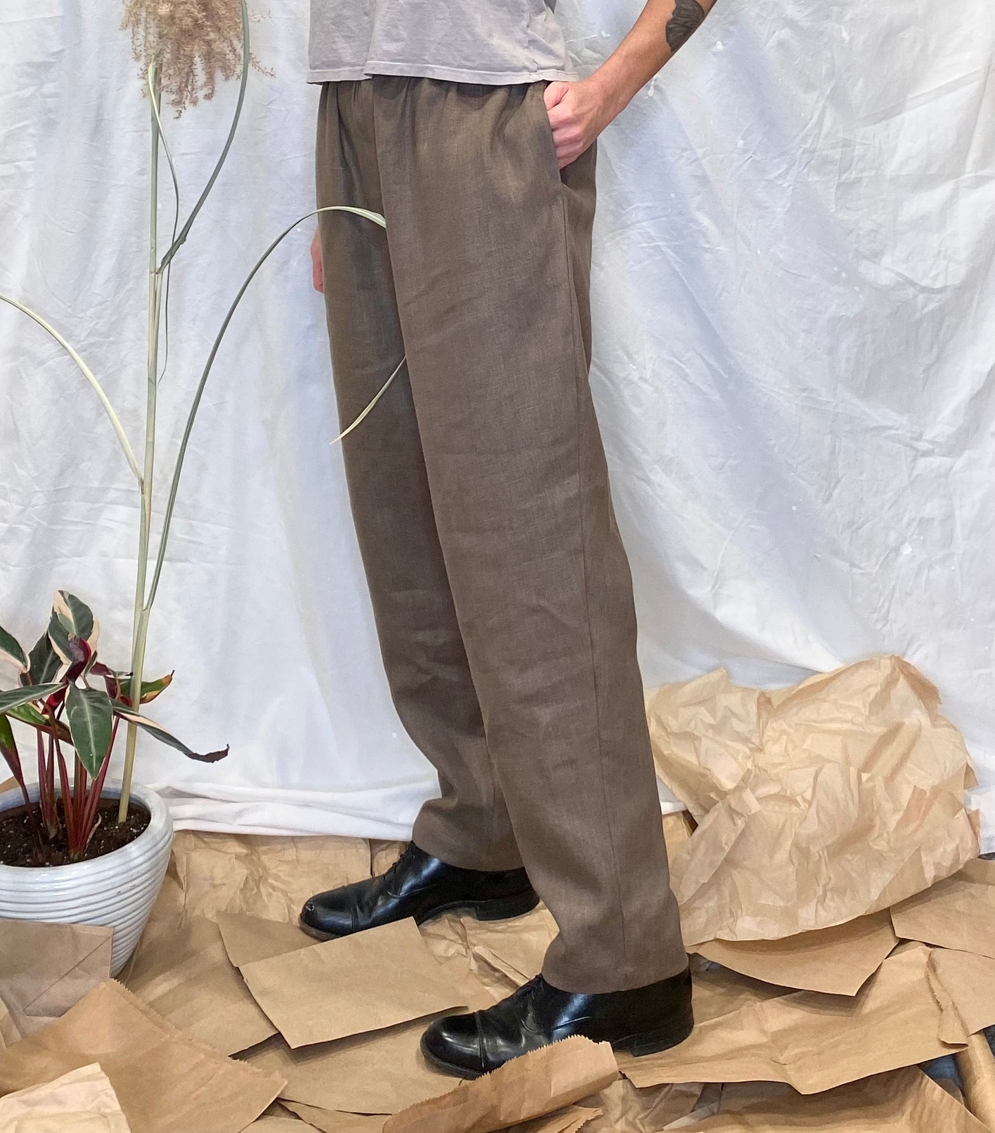 Seek Shelter Marie Pant in Mud handmade in vancouver canada