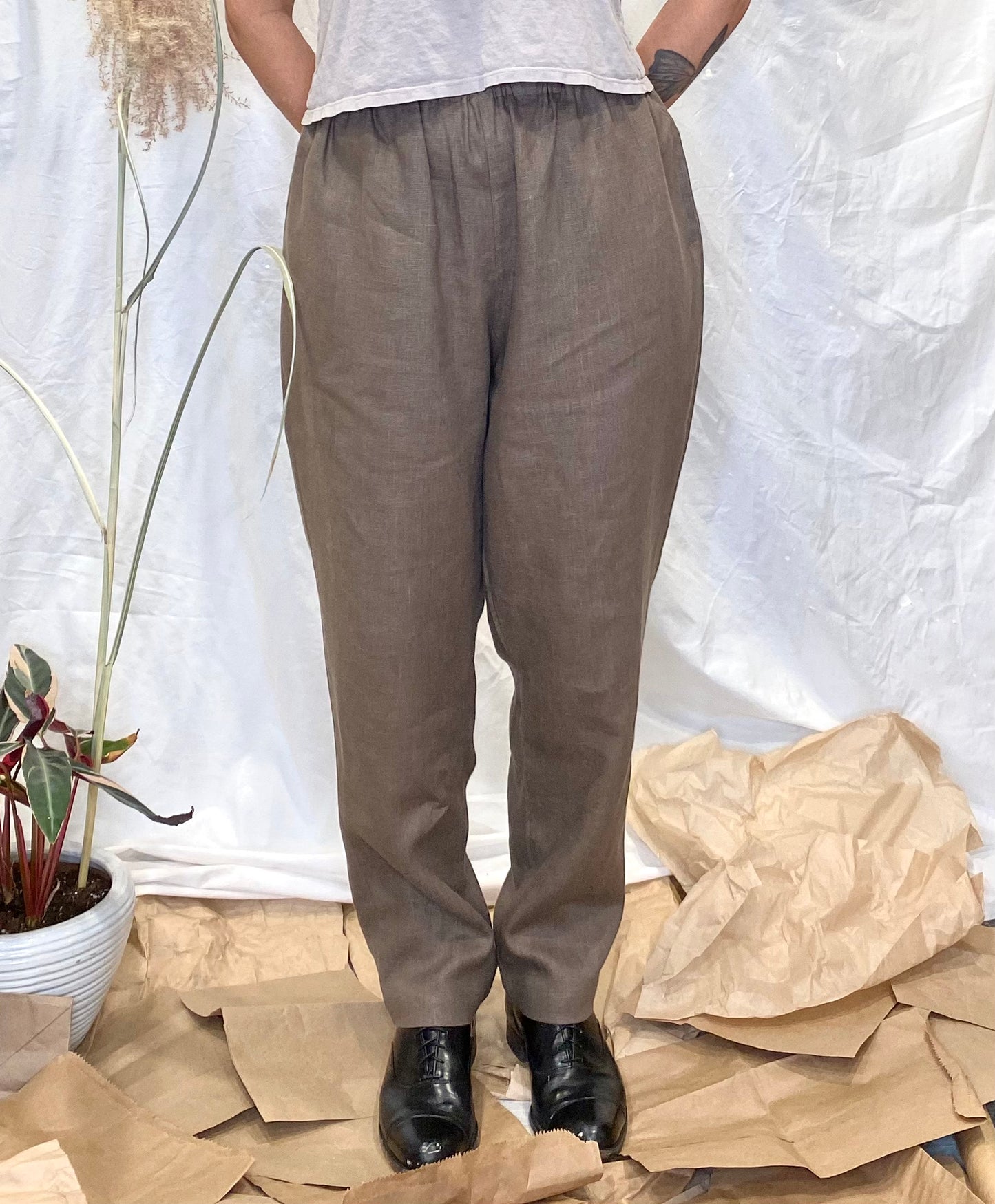 Seek Shelter Marie Pant in Mud handmade in vancouver canada