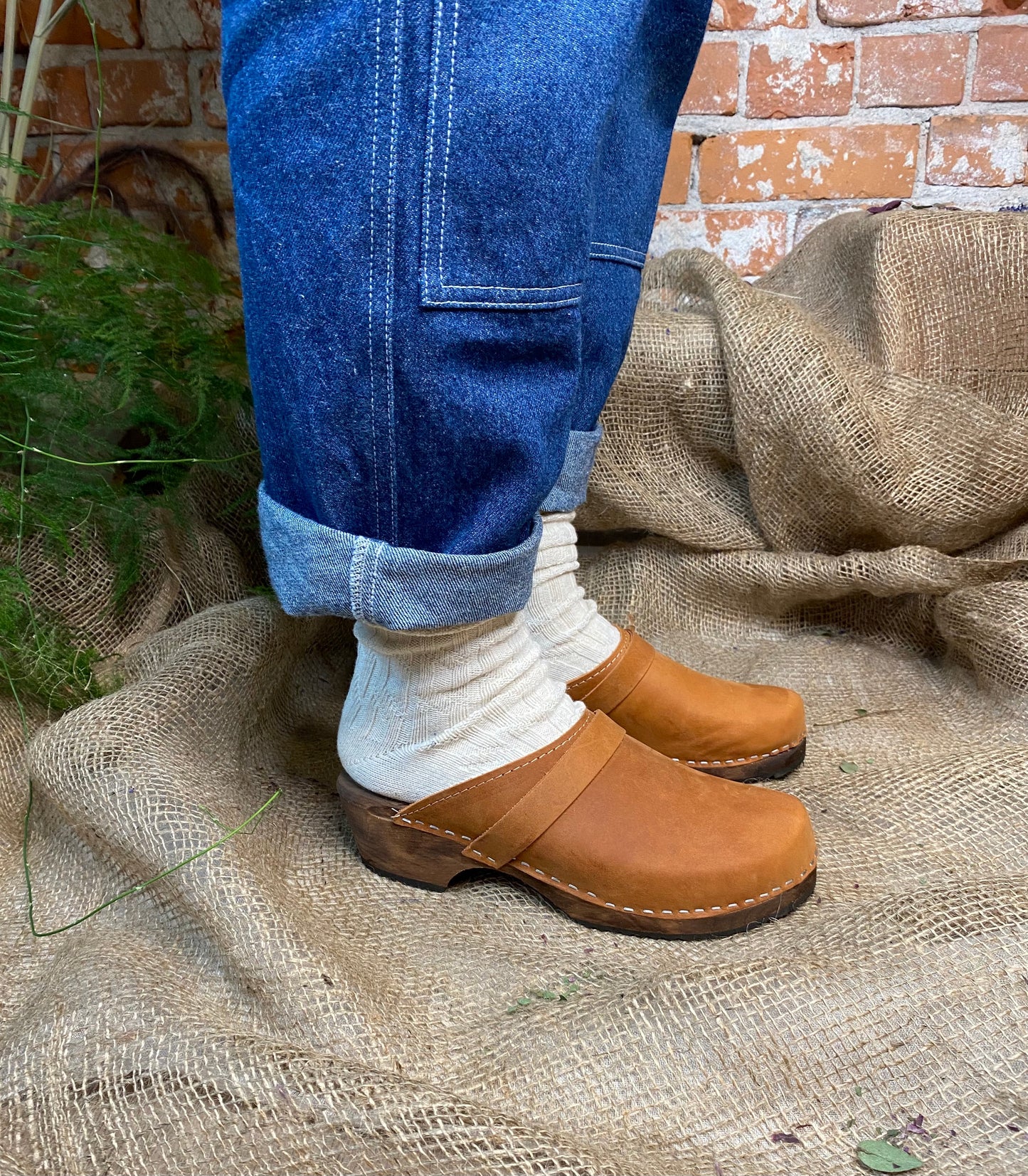 Lotta from Stockholm Classic Brown Nubuck Clogs on Brown Base