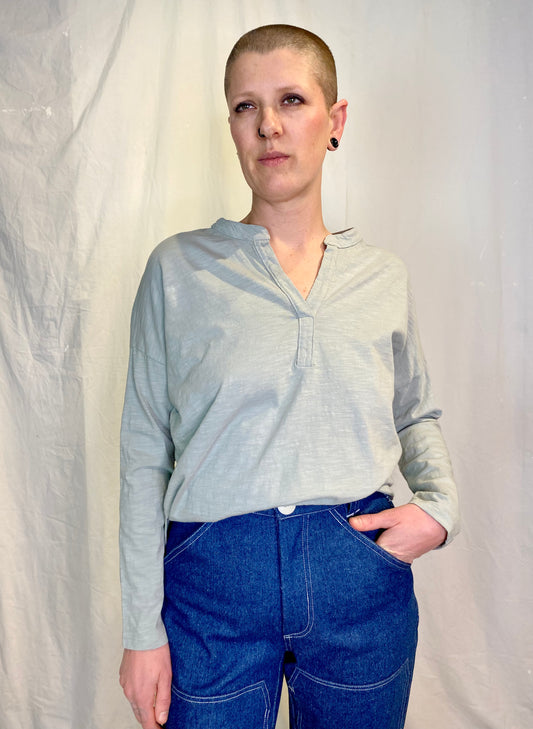 It Is Well L.A Henley Tee-Shirt in Misty Sage