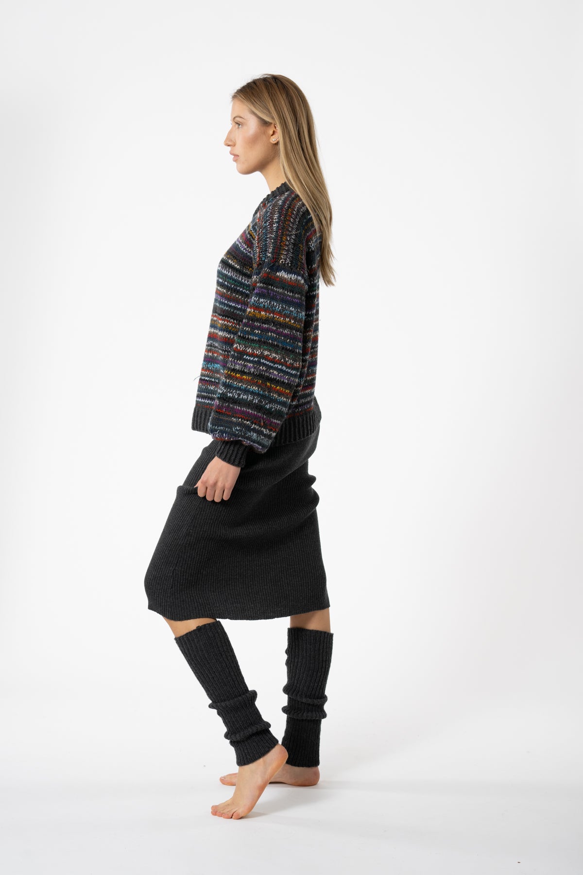 MERINO Handknit Leg Warmers in Charcoal Grey