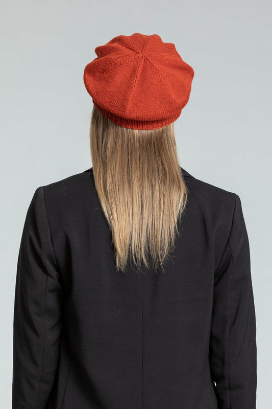 Dinadi Merino Beret in Burnt Orange Hand knit