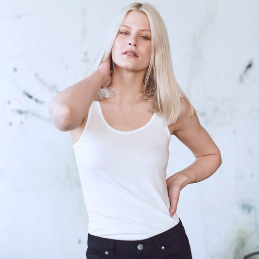 Groceries Apparel Scoop Neck Tank in White & Black