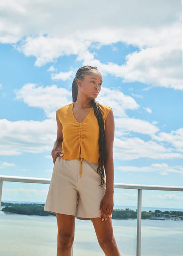 River Shorts in Sand Dune Linen